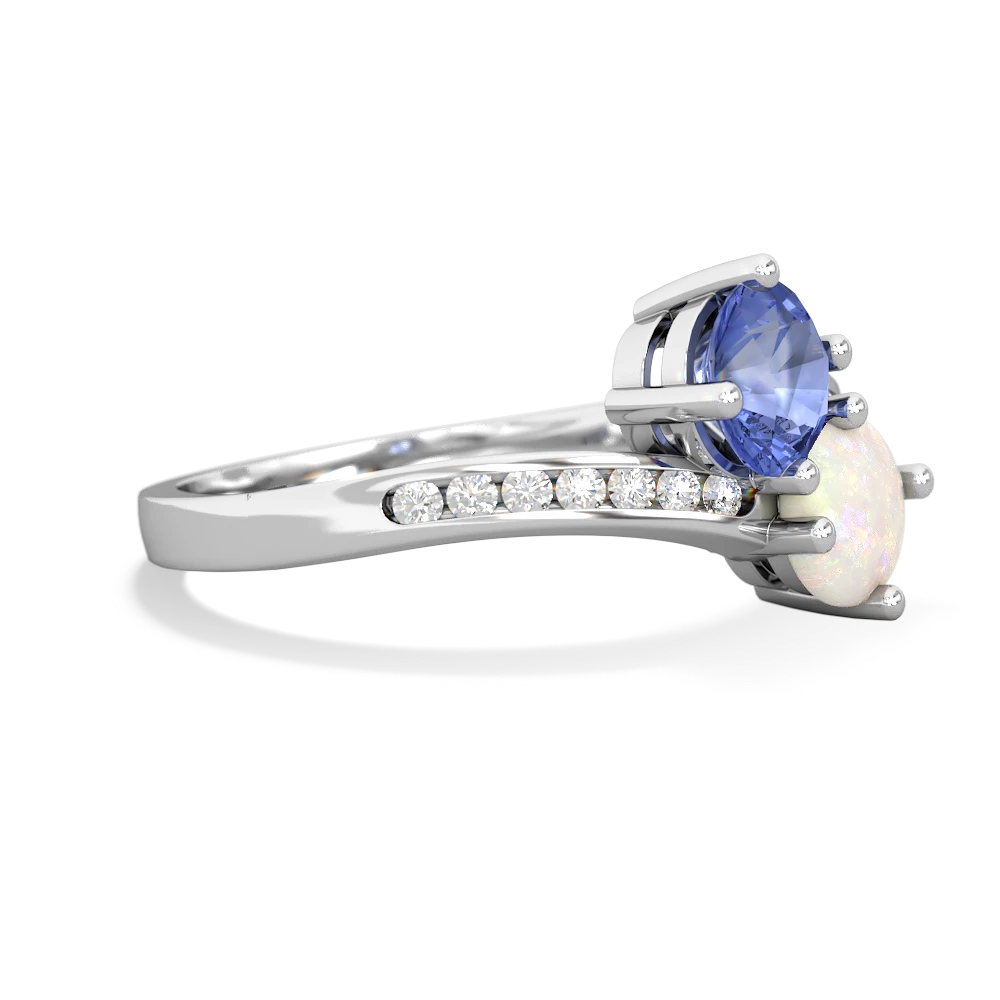 Tanzanite Channel Set Two Stone 14K White Gold ring R5303