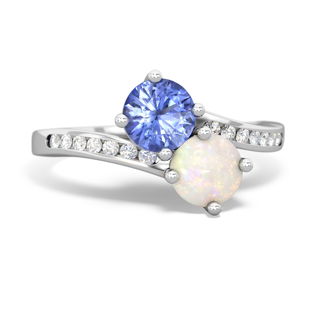 Tanzanite Channel Set Two Stone 14K White Gold ring R5303