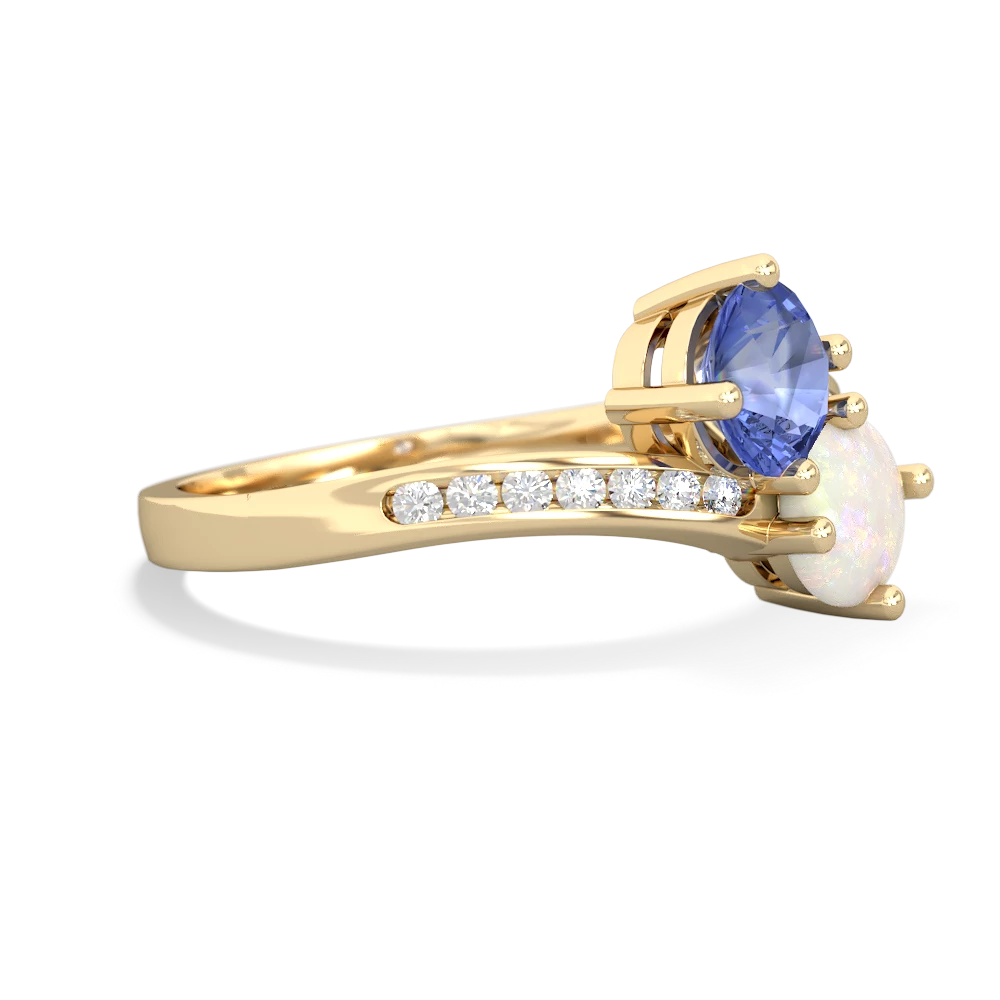 Tanzanite Channel Set Two Stone 14K Yellow Gold ring R5303