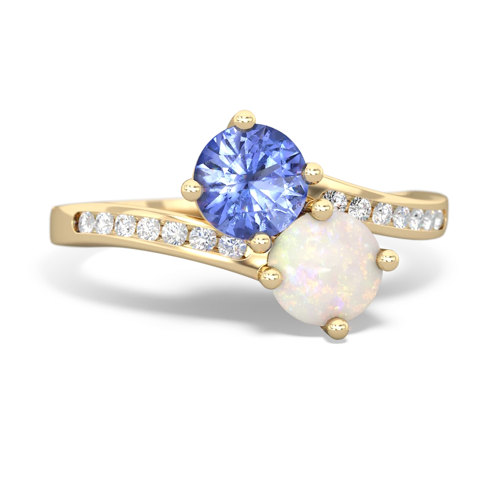 Tanzanite Channel Set Two Stone 14K Yellow Gold ring R5303