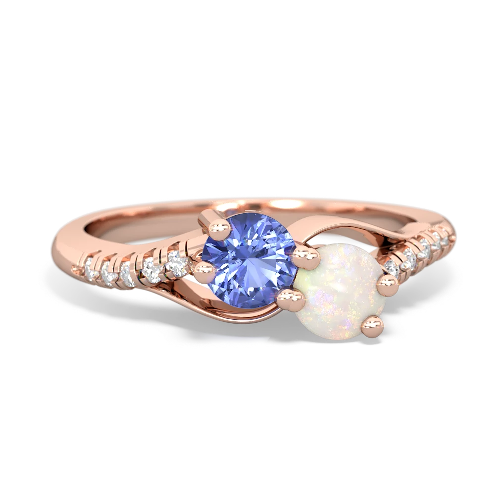 Tanzanite Infinity Pave Two Stone 14K Rose Gold ring R5285