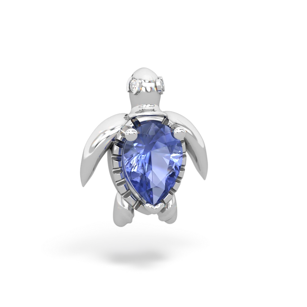 Tanzanite Baby Sea Turtle 14K White Gold pendant P5241