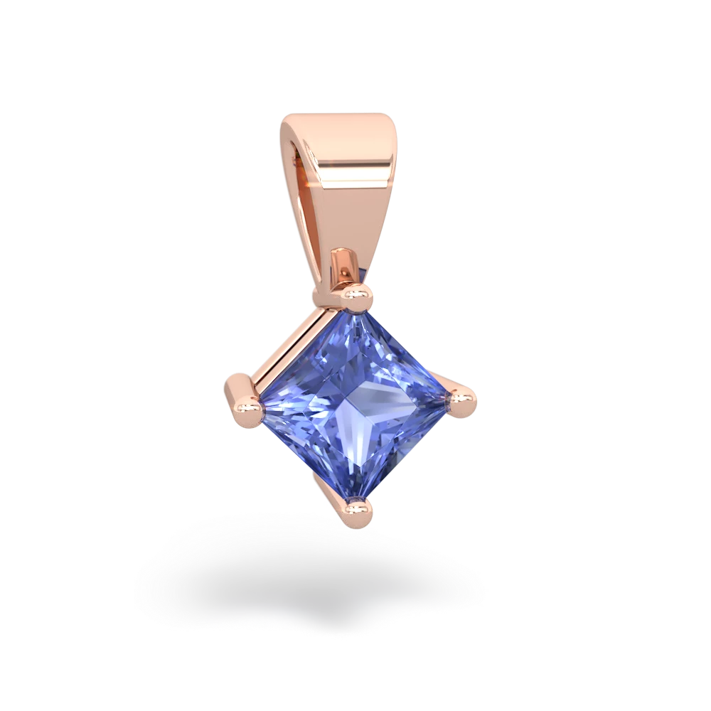 Tanzanite 5Mm Princess Solitaire 14K Rose Gold pendant P1789