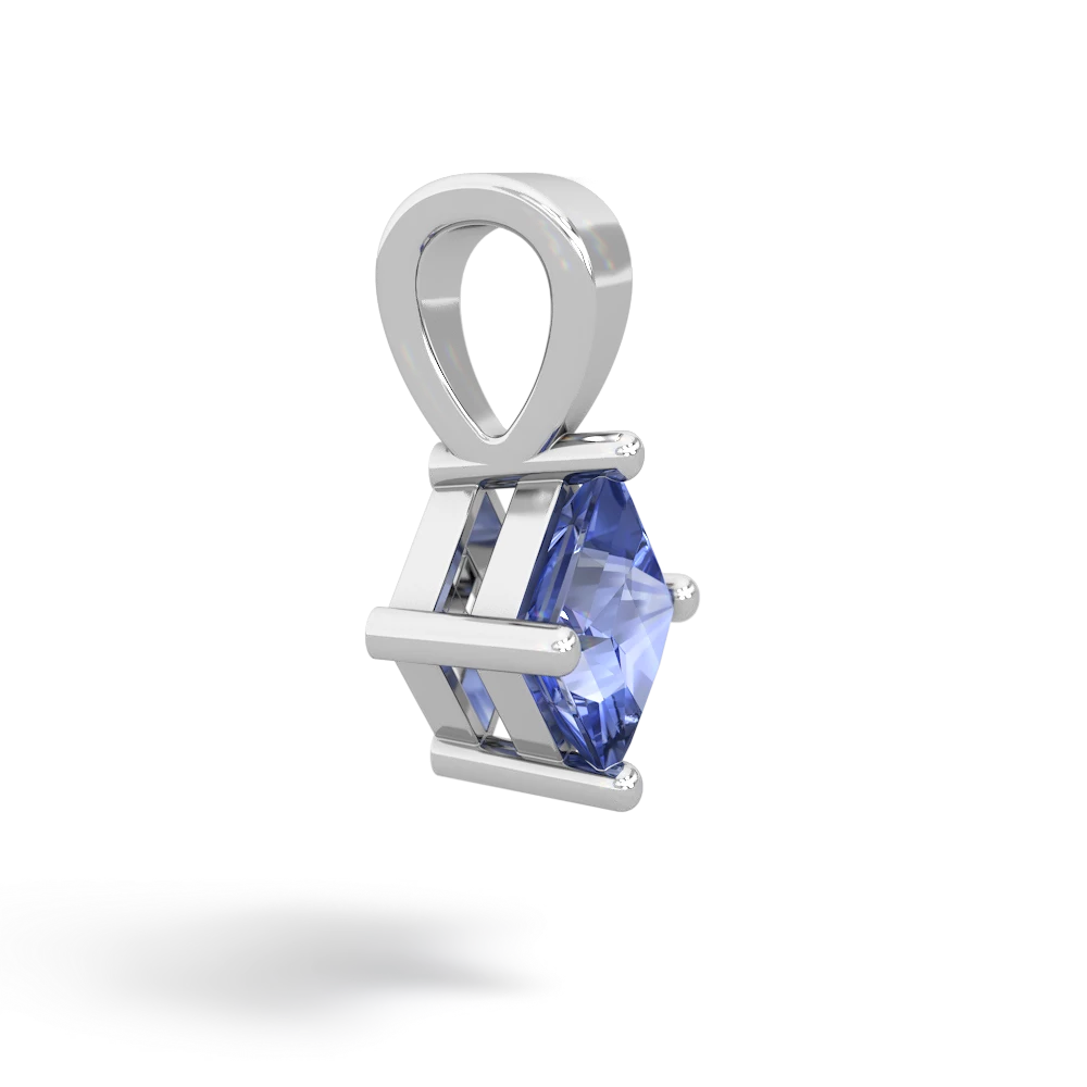 Tanzanite 5Mm Princess Solitaire 14K White Gold pendant P1789