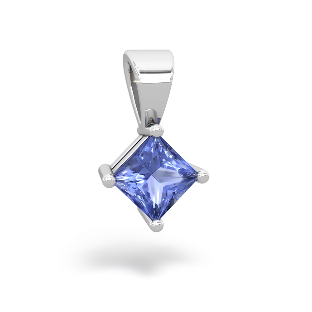 Tanzanite 5Mm Princess Solitaire 14K White Gold pendant P1789