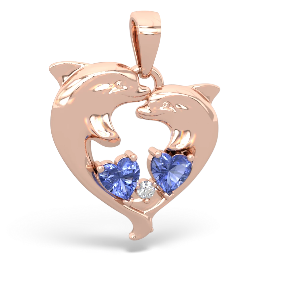 Tanzanite Dolphin Heart 14K Rose Gold pendant P5820