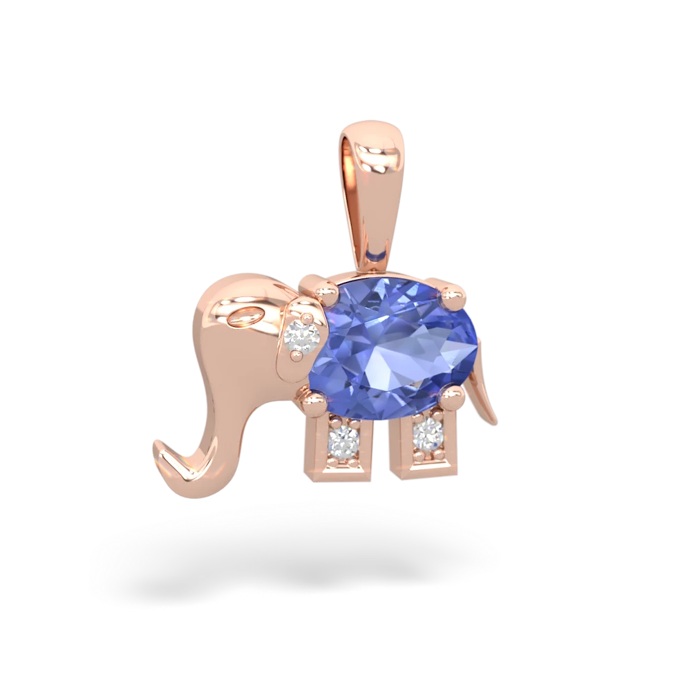 Tanzanite Elephant 14K Rose Gold pendant P2555
