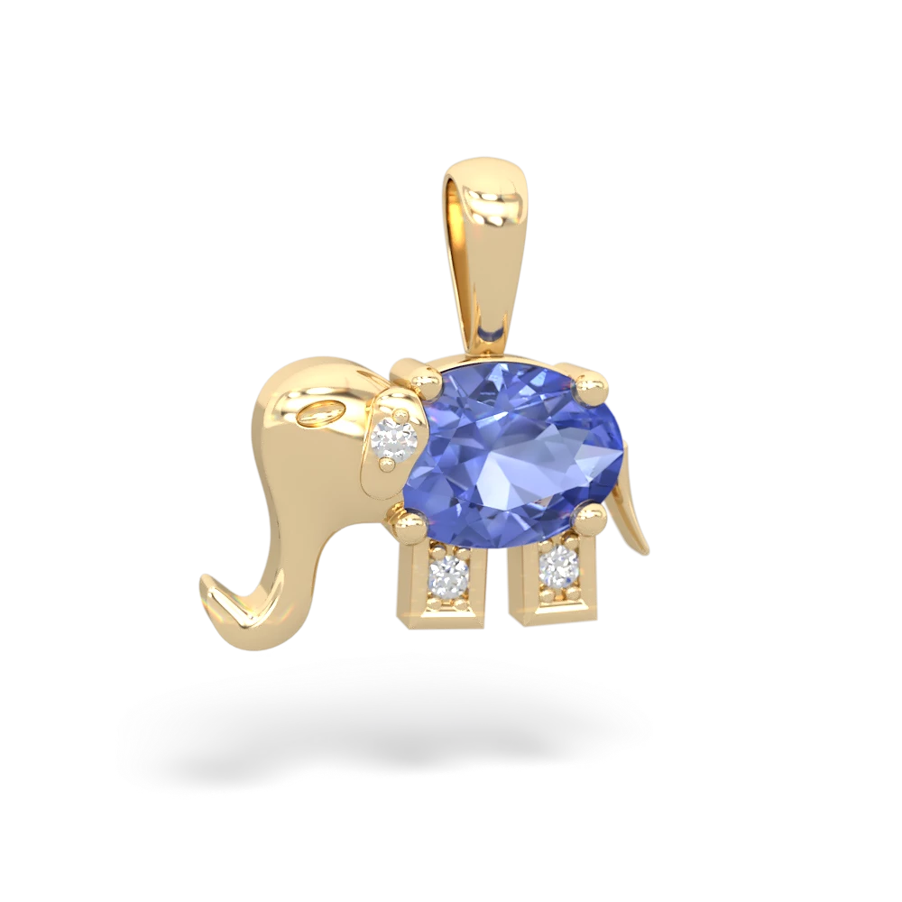 Tanzanite Elephant 14K Yellow Gold pendant P2555