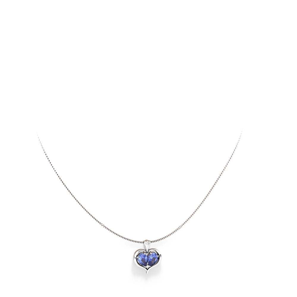 Tanzanite Two Become One 14K White Gold pendant P5330