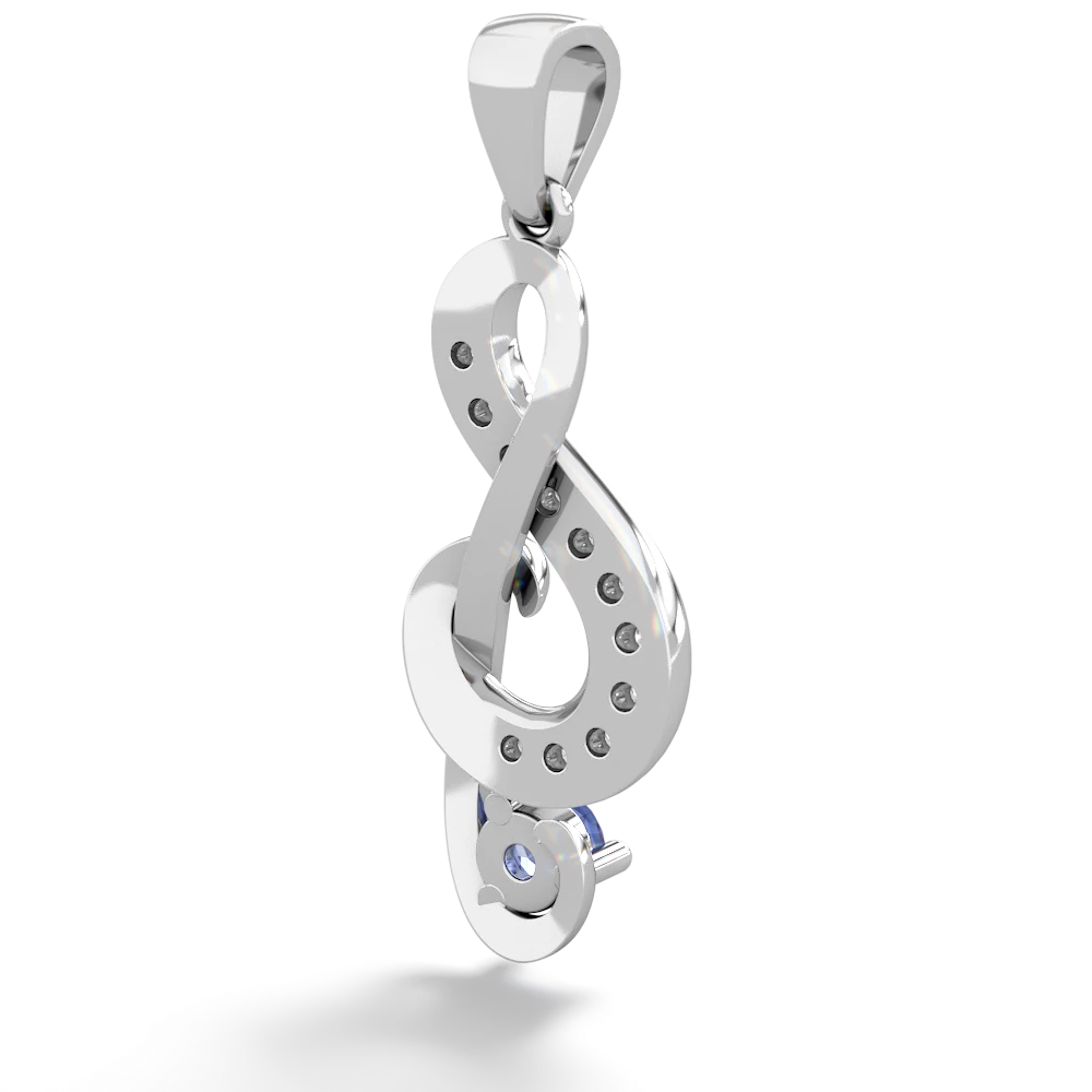 Tanzanite G-Clef Music 14K White Gold pendant P5830