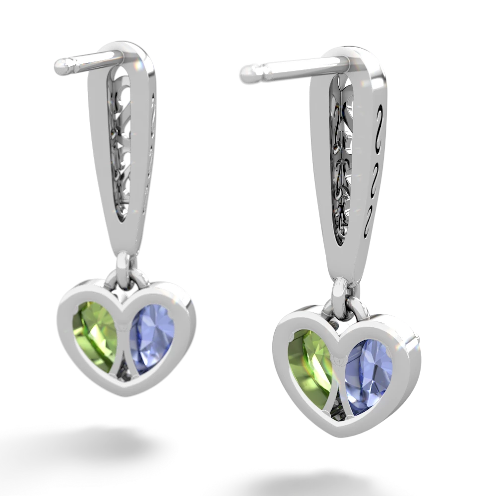 Tanzanite Filligree Heart 14K White Gold earrings E5070