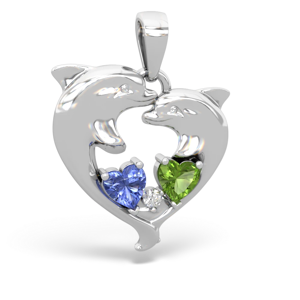 Tanzanite Dolphin Heart 14K White Gold pendant P5820