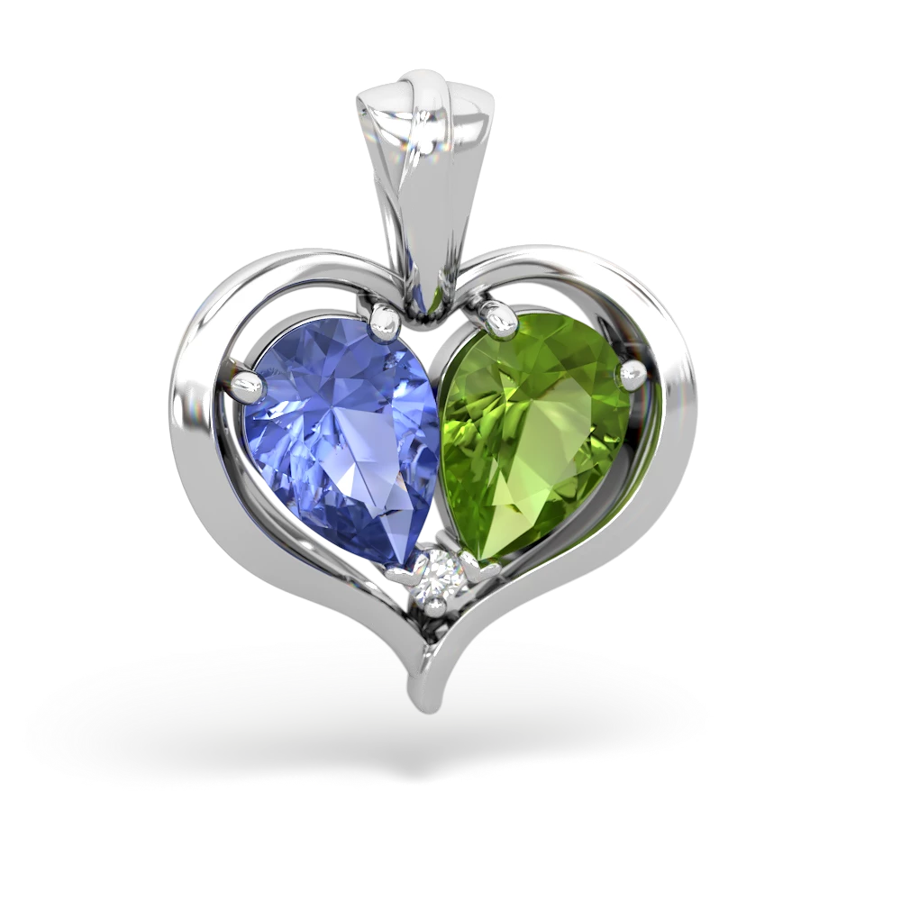 Tanzanite Two Become One 14K White Gold pendant P5330