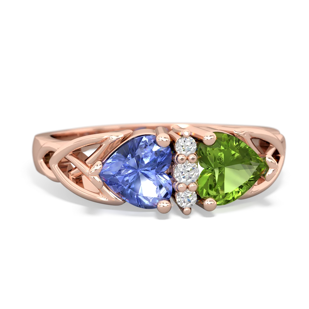 Tanzanite Celtic Knot Double Heart 14K Rose Gold ring R5040