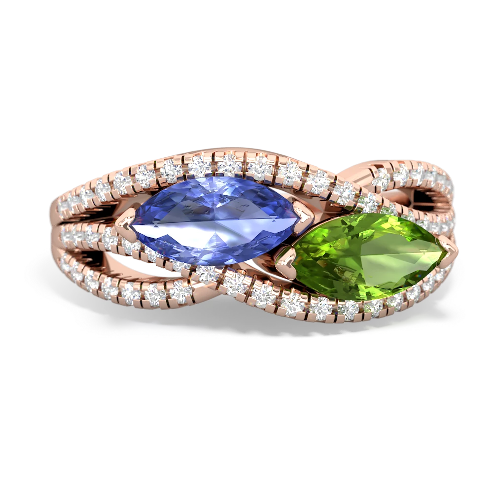 Tanzanite Diamond Rivers 14K Rose Gold ring R3070