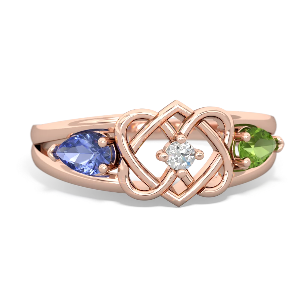 Tanzanite Hearts Intertwined 14K Rose Gold ring R5880