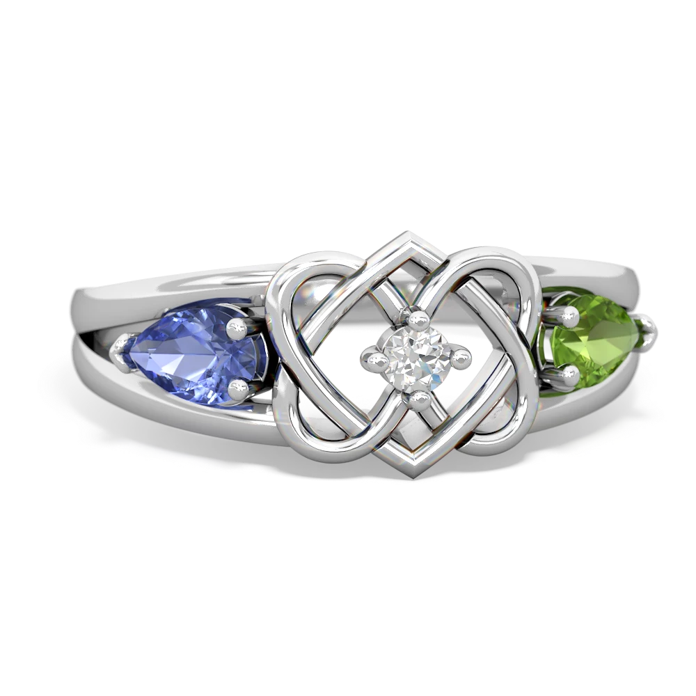 Tanzanite Hearts Intertwined 14K White Gold ring R5880