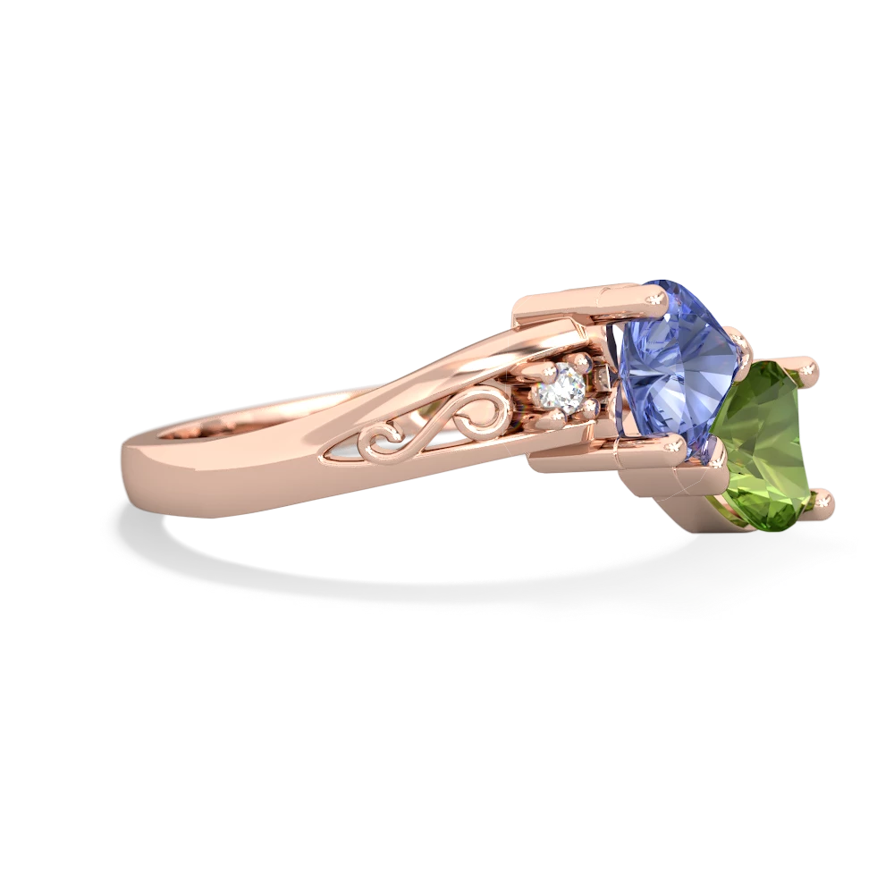 Tanzanite Snuggling Hearts 14K Rose Gold ring R2178