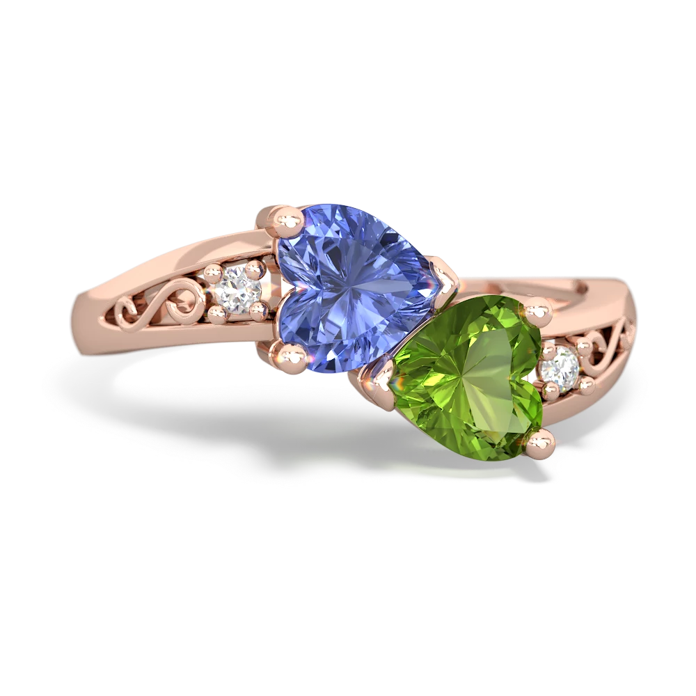 Tanzanite Snuggling Hearts 14K Rose Gold ring R2178