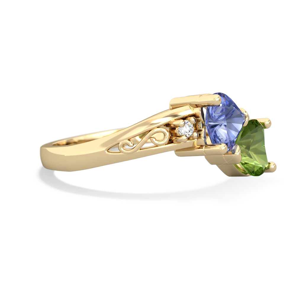 Tanzanite Snuggling Hearts 14K Yellow Gold ring R2178