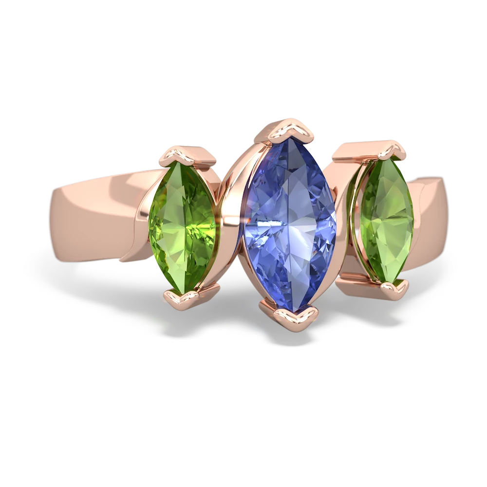 Tanzanite Three Peeks 14K Rose Gold ring R2433