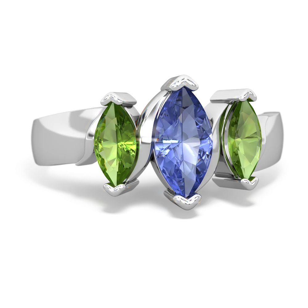 Tanzanite Three Peeks 14K White Gold ring R2433