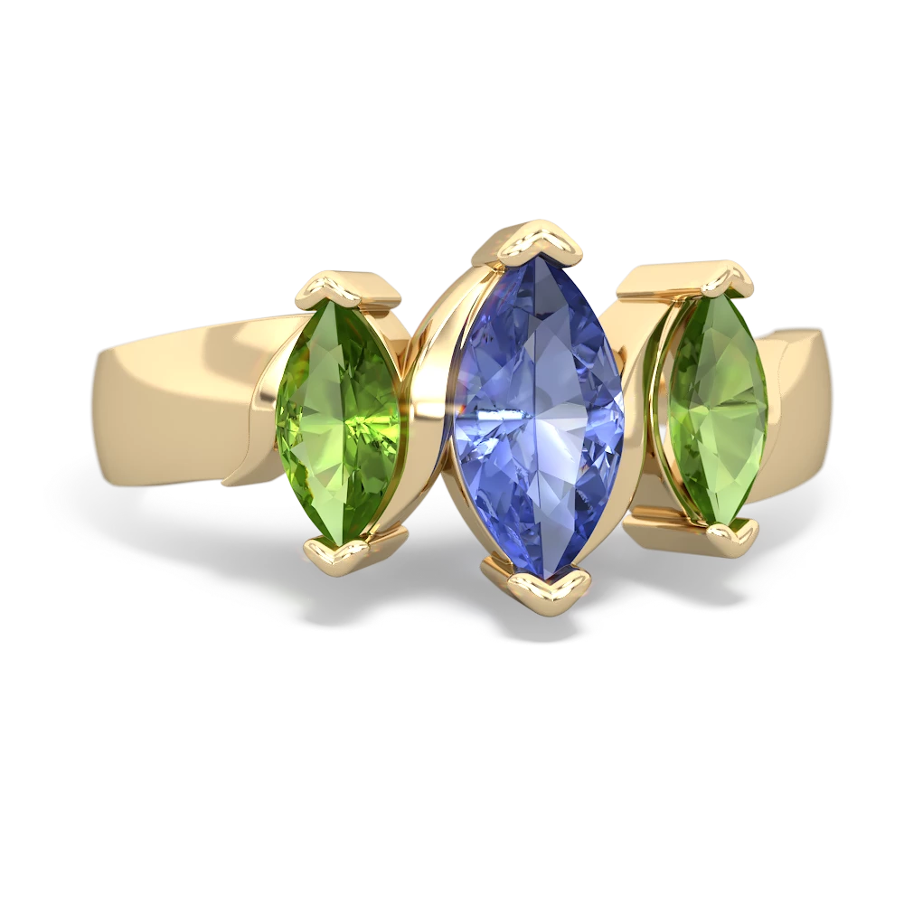 Tanzanite Three Peeks 14K Yellow Gold ring R2433