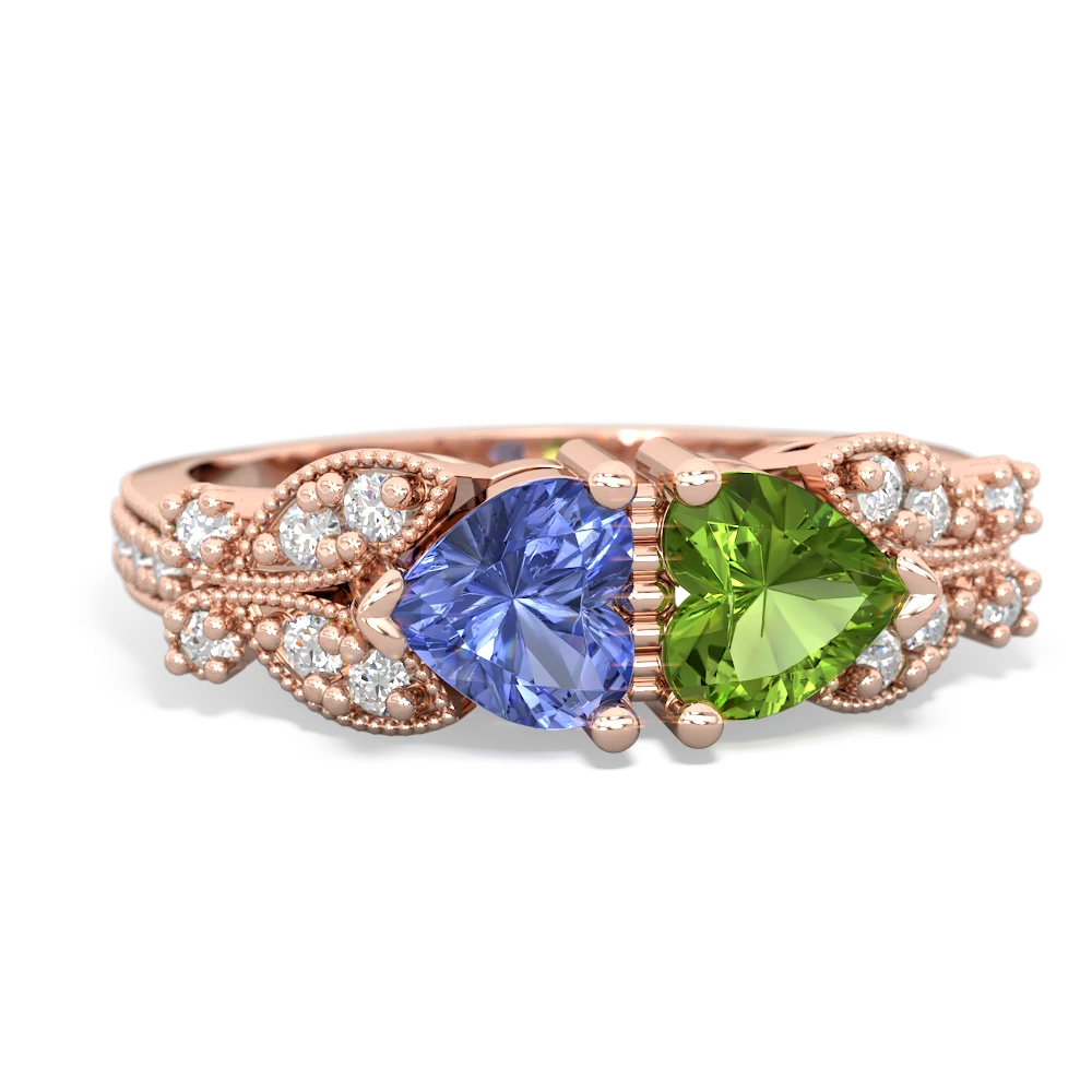 Tanzanite Diamond Butterflies 14K Rose Gold ring R5601