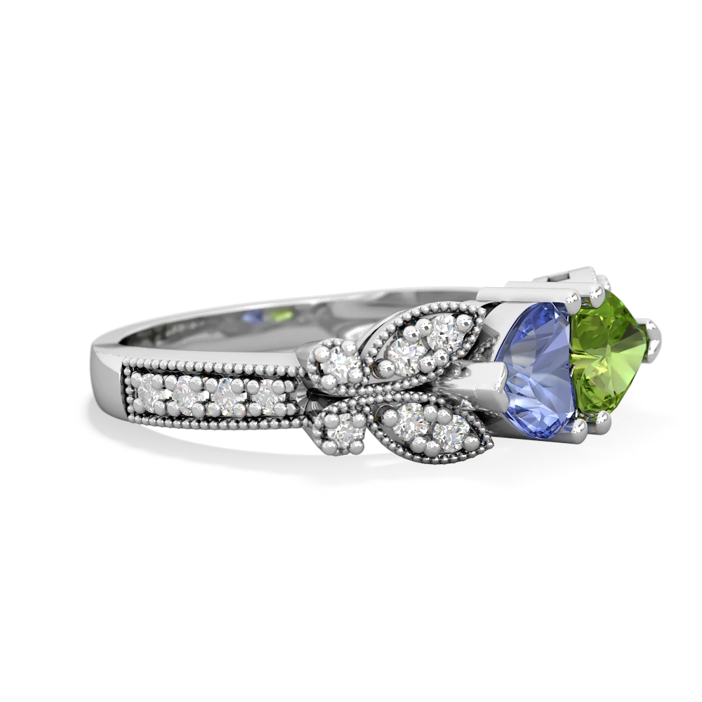 Tanzanite Diamond Butterflies 14K White Gold ring R5601