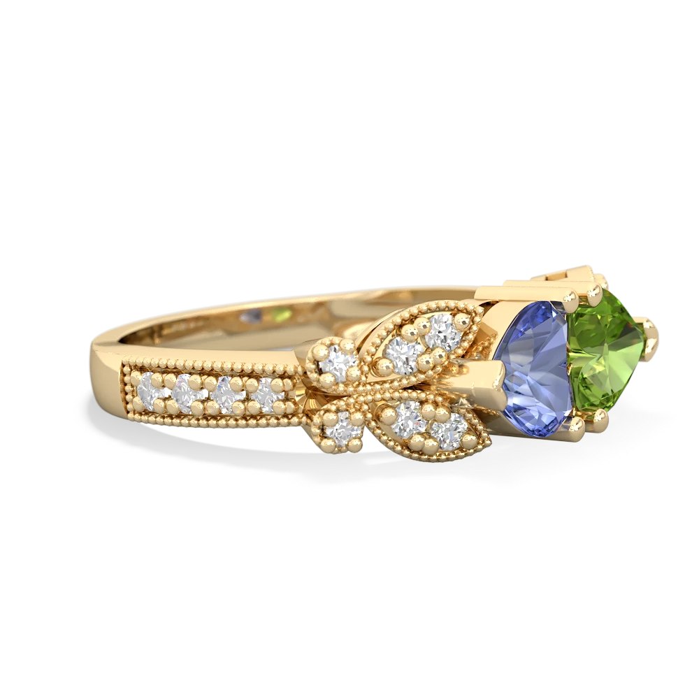 Tanzanite Diamond Butterflies 14K Yellow Gold ring R5601