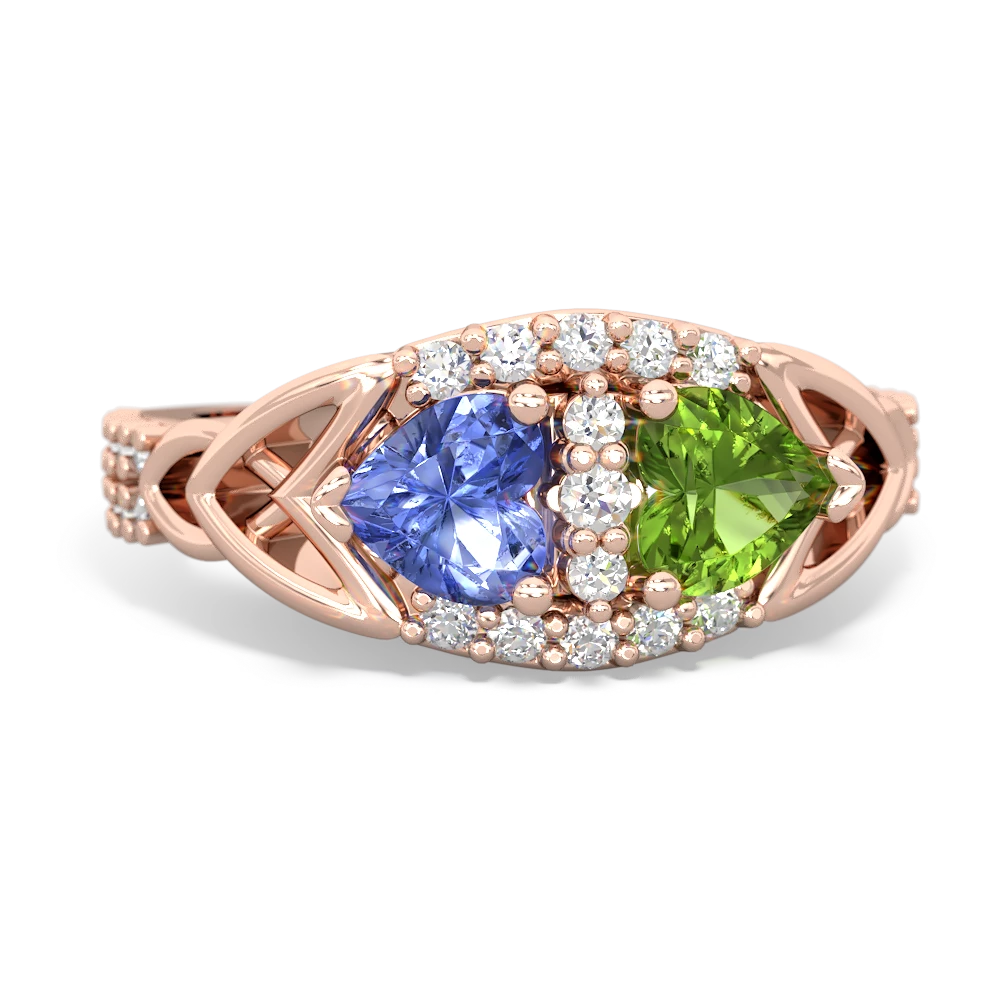 Tanzanite Sparkling Celtic Knot 14K Rose Gold ring R2645