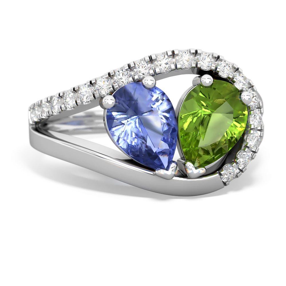 Tanzanite Nestled Heart Keepsake 14K White Gold ring R5650