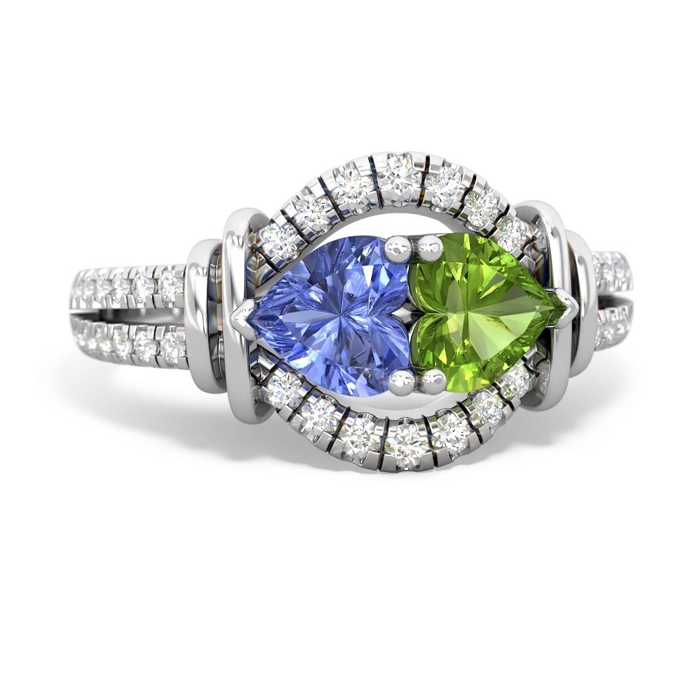 Tanzanite Art-Deco Keepsake 14K White Gold ring R5630