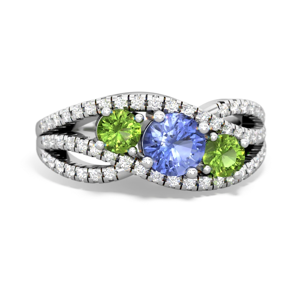 Tanzanite Three Stone Aurora 14K White Gold ring R3080