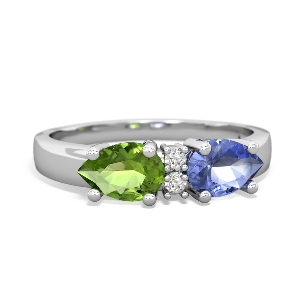 Tanzanite Pear Bowtie 14K White Gold ring R0865