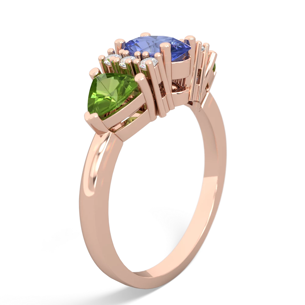 Tanzanite Antique Style Three Stone 14K Rose Gold ring R2186