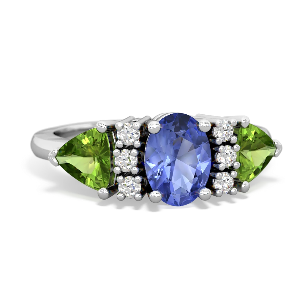 Tanzanite Antique Style Three Stone 14K White Gold ring R2186