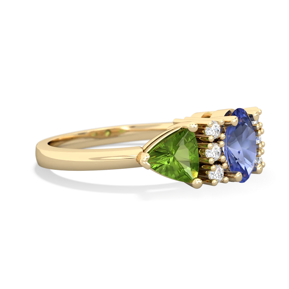 Tanzanite Antique Style Three Stone 14K Yellow Gold ring R2186