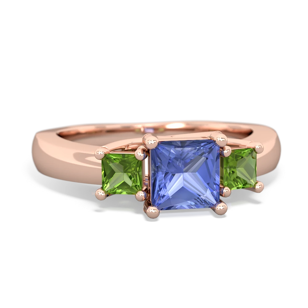 Tanzanite Three Stone Trellis 14K Rose Gold ring R4015