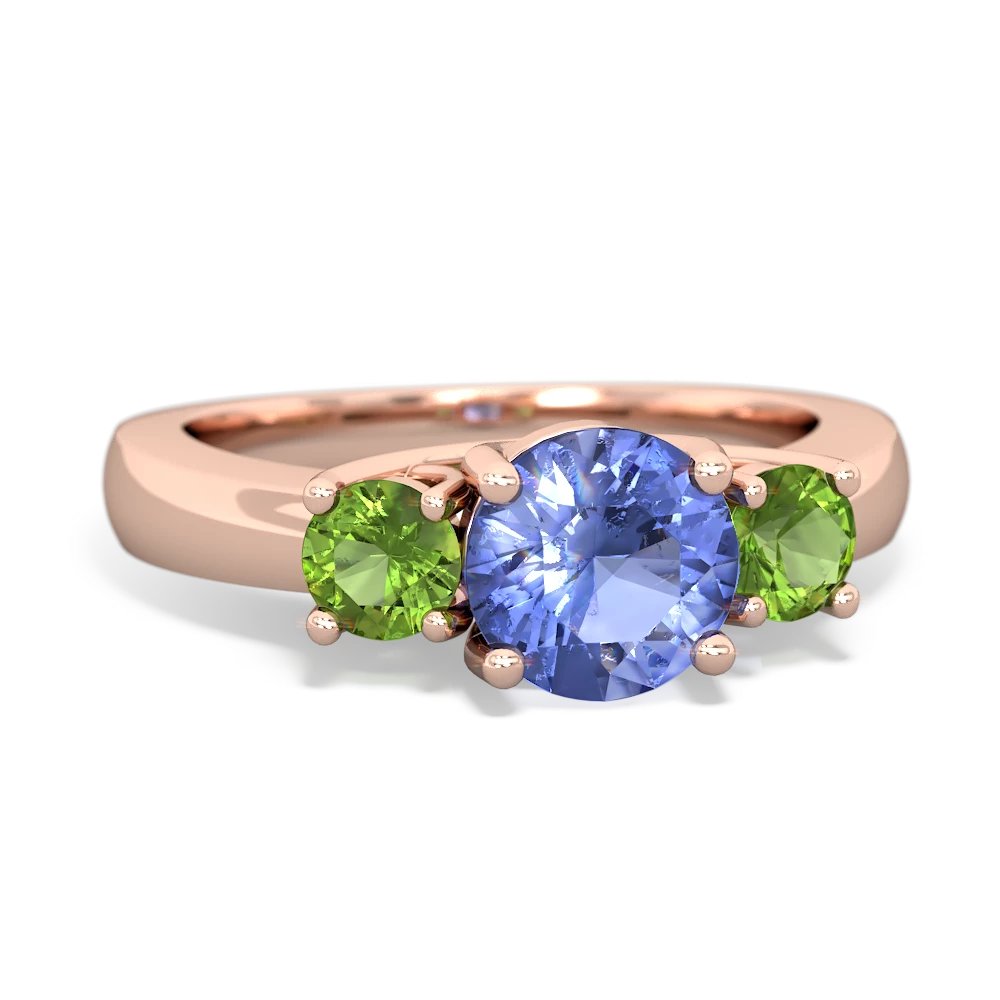 Tanzanite Three Stone Round Trellis 14K Rose Gold ring R4018