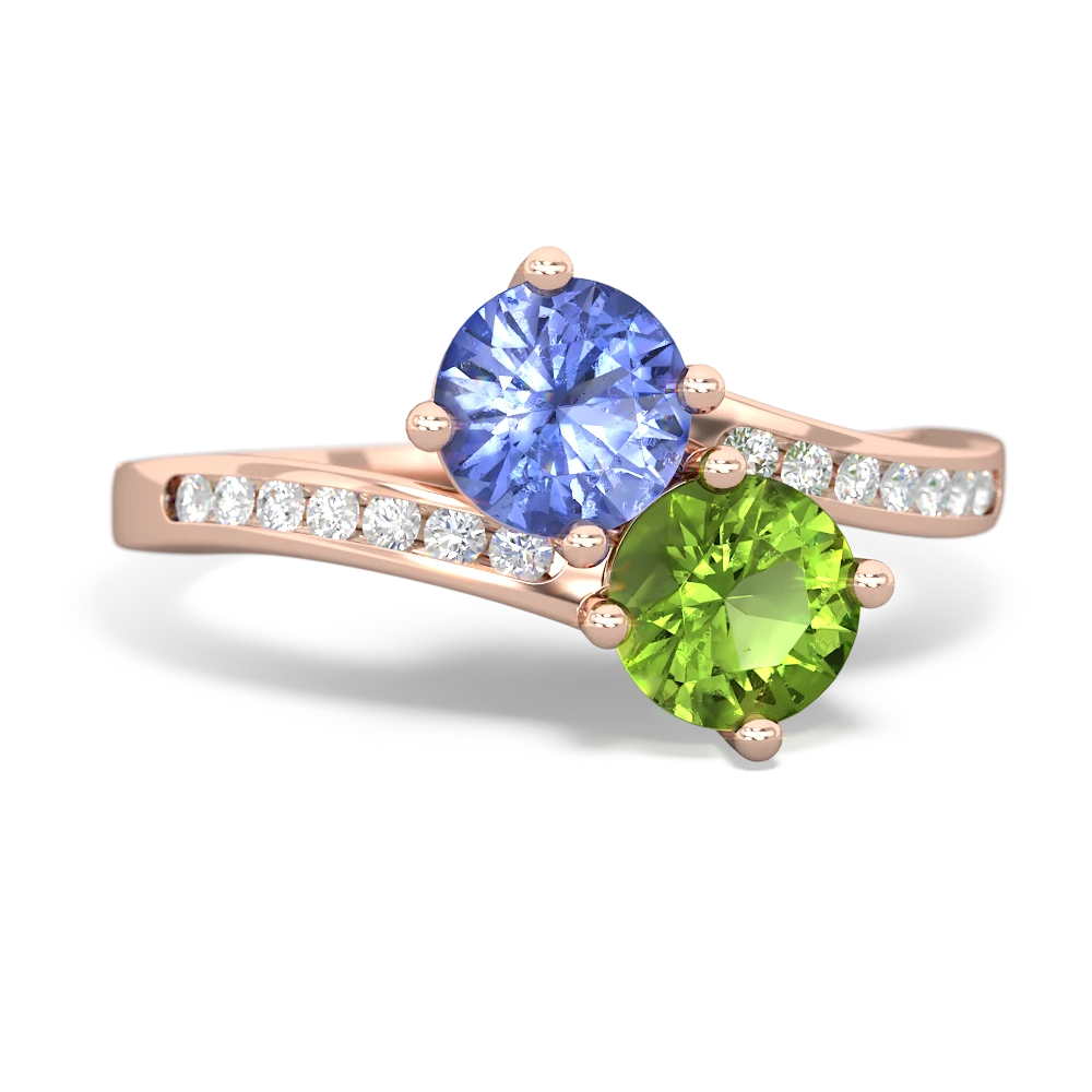 Tanzanite Channel Set Two Stone 14K Rose Gold ring R5303