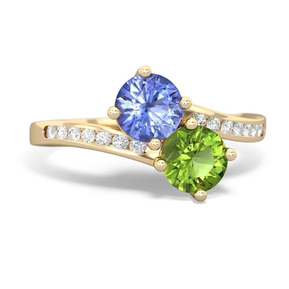 Tanzanite Channel Set Two Stone 14K Yellow Gold ring R5303