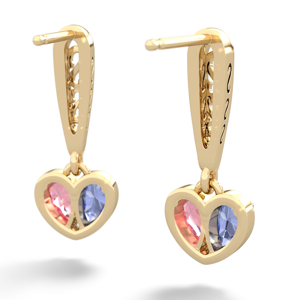 Tanzanite Filligree Heart 14K Yellow Gold earrings E5070