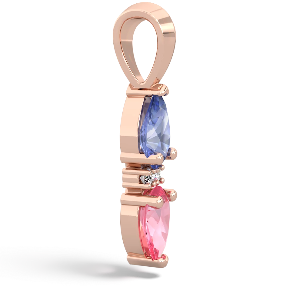 Tanzanite Bowtie Drop 14K Rose Gold pendant P0865