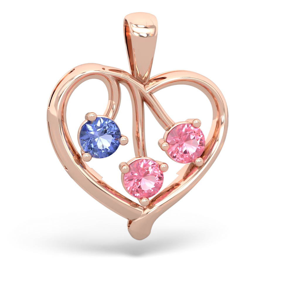 Tanzanite Glowing Heart 14K Rose Gold pendant P2233