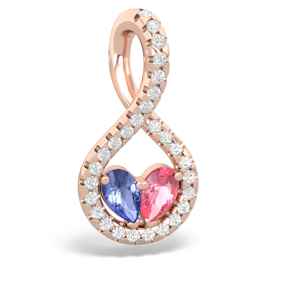 Tanzanite Pave Twist 'One Heart' 14K Rose Gold pendant P5360