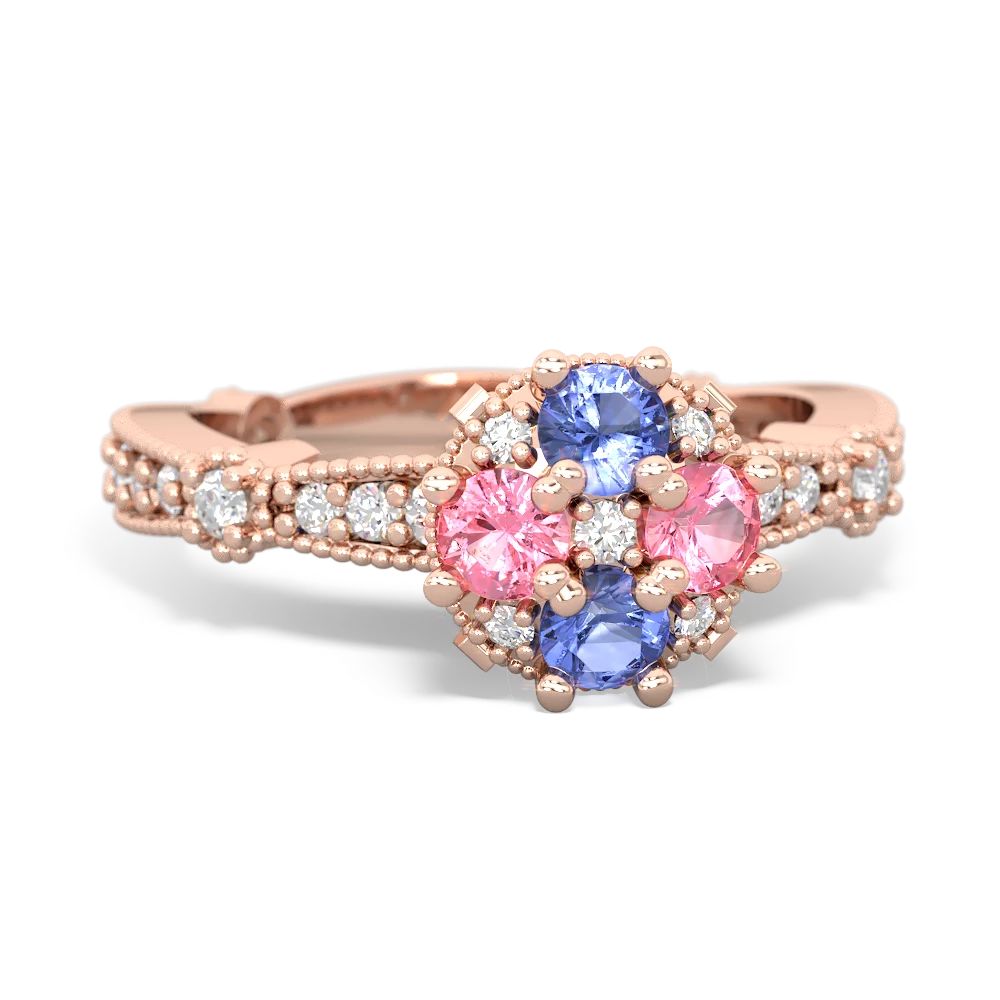 Tanzanite Sparkling Tiara Cluster 14K Rose Gold ring R26293RD