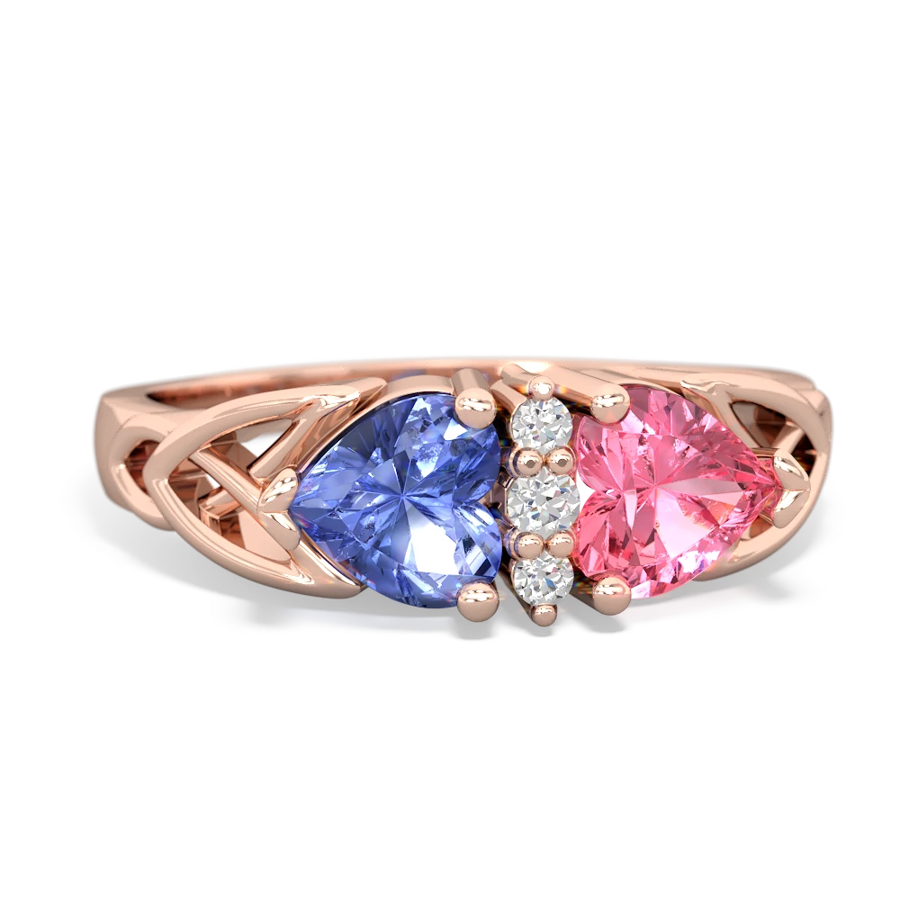 Tanzanite Celtic Knot Double Heart 14K Rose Gold ring R5040