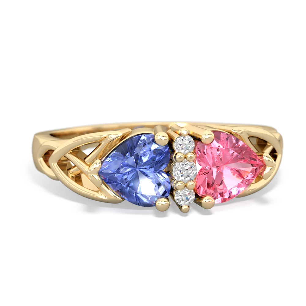 Tanzanite Celtic Knot Double Heart 14K Yellow Gold ring R5040