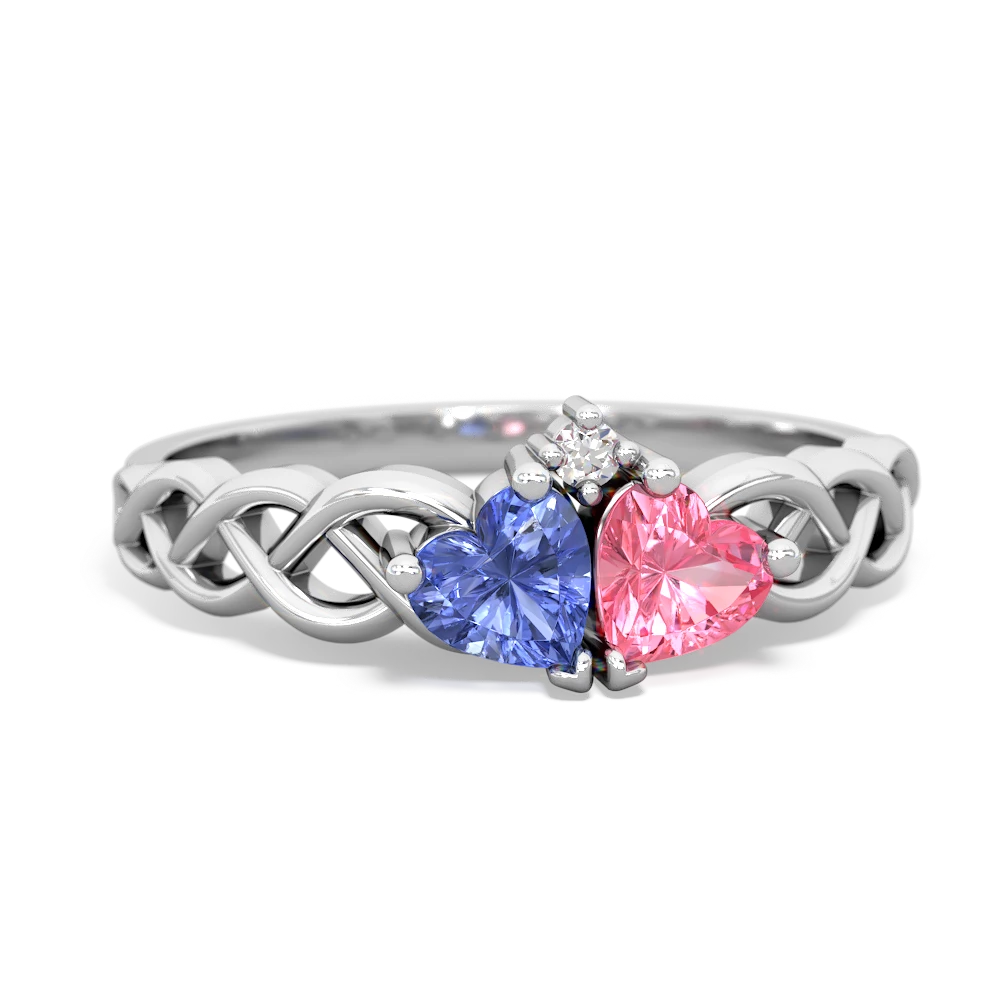 Tanzanite Heart To Heart Braid 14K White Gold ring R5870